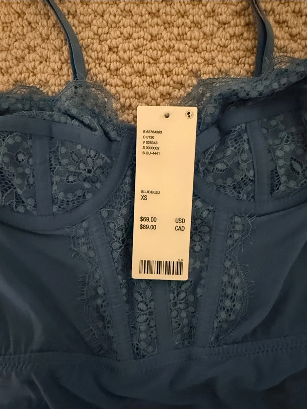 Urban Outfitters Size Extra Small XS Women's Blue Lace-Trim Slip Dress NWT NEW